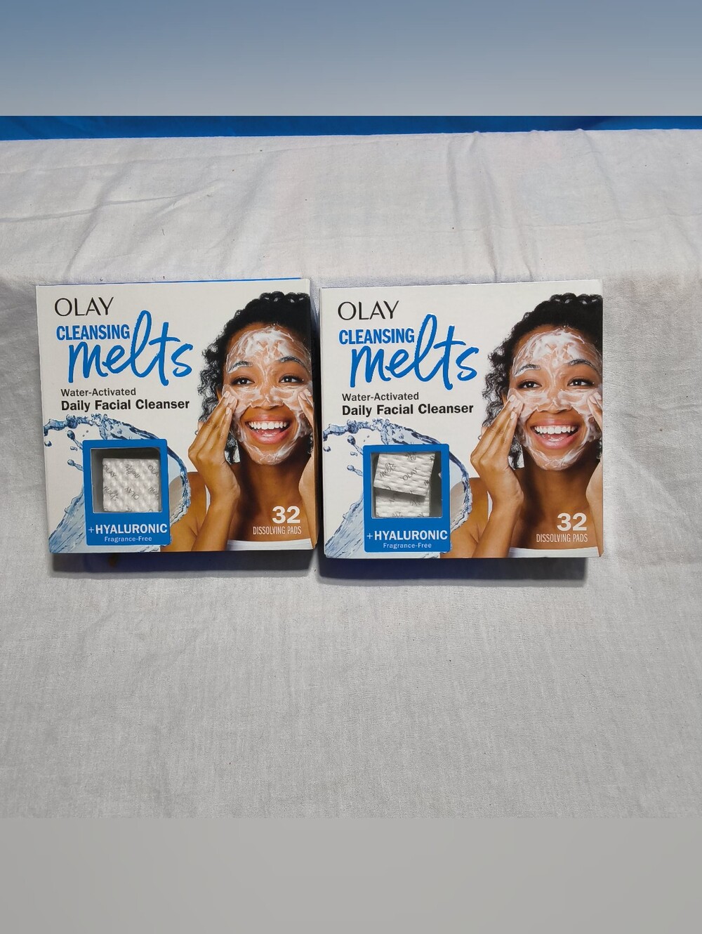 Lot of 2 Olay Face Cleansing Melts with Hyaluronic Acid - 32ct Each NEW